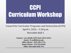 CCPI Curriculum Workshop Council for Curricular Programs and Instruction (CCPI)