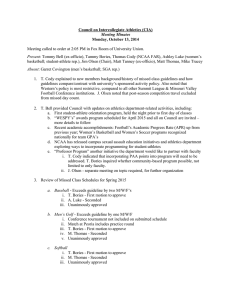Council on Intercollegiate Athletics (CIA) Monday, October 13, 2014 Meeting Minutes