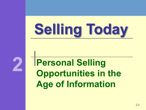 2 Selling Today Personal Selling Opportunities in the