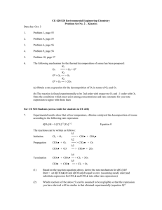 CE 420/520 Environmental Engineering Chemistry Problem Set No. 2 – Kinetics