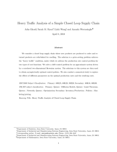 Heavy Traffic Analysis of a Simple Closed Loop Supply Chain