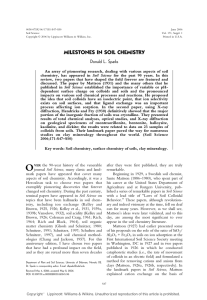 MILESTONES IN SOIL CHEMISTRY Donald L. Sparks