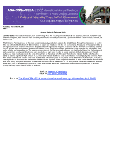 Tuesday, November 6, 2007 186-4 Arsenic Status in Delaware Soils. Jennifer Seiter