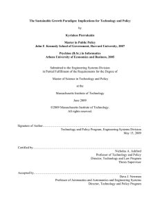 The Sustainable Growth Paradigm: Implications for Technology and Policy Kyriakos Pierrakakis