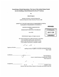 Franchising of Retail  Operations: The  Case  of... Service  Building a  Retail  Network for the