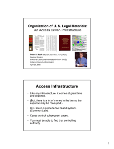 Organization of U. S. Legal Materials: An Access Driven Infrastructure