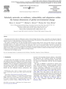 Scholarly networks on resilience, vulnerability and adaptation within