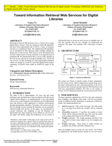 Toward Information Retrieval Web Services for Digital Libraries Yueyu Fu Javed Mostafa