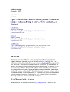 Open Archives Data Service Prototype and Automated Subject Indexing Using D-Lib Testbed