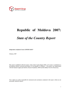 Republic of Moldova 2007:  State of the Country Report