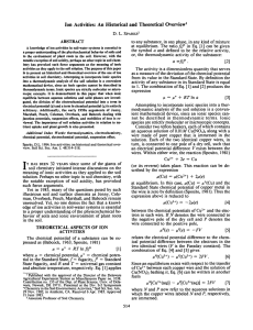 Ion Activities: An Historical  and Theoretical  Overview