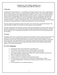 COMMUNITY UNIT SCHOOL DISTRICT NO. 1 EXTRACURRICULAR CODE OF CONDUCT I. Philosophy
