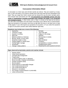 IHSA Sports Medicine Acknowledgement &amp; Consent Form Concussion Information Sheet