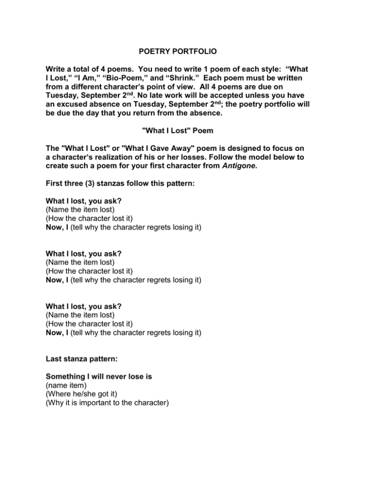 POETRY PORTFOLIO