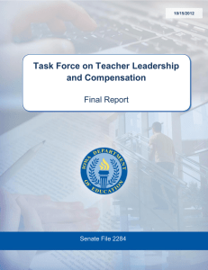 Task Force on Teacher Leadership and Compensation  Final Report