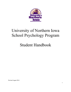 University of Northern Iowa School Psychology Program  Student Handbook