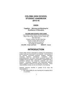 COLOMA HIGH SCHOOL STUDENT HANDBOOK 2015-16 VISION: