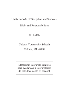 Uniform Code of Discipline and Students’ Right and Responsibilities 2011-2012