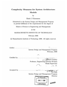 Complexity  Measures  for  System  Architecture Models J