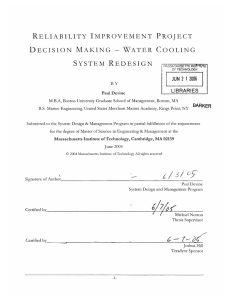 RELIABILITY  IMPROVEMENT  PROJECT COOLING DECISION  MAKING -