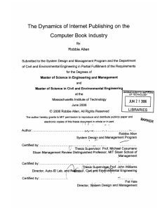 The  Dynamics  of Internet  Publishing on ... Computer  Book  Industry Robbie Allen
