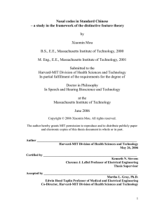 Nasal codas in Standard Chinese  by
