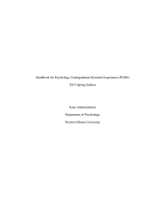 Handbook for Psychology Undergraduate Research Experience (PURE) 2015 Spring Edition Sona Administrators