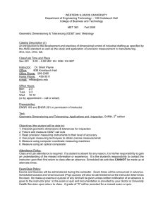 WESTERN ILLINOIS UNIVERSITY Department of Engineering Technology – 135 Knoblauch Hall