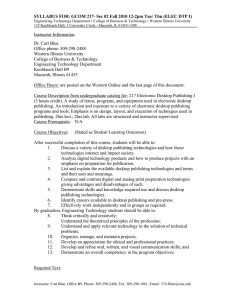 SYLLABUS FOR: GCOM 217- Sec 02 Fall 2010 12-2pm Tue/...