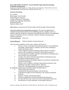 SYLLABUS FOR: GCOM 415 - Sec 02 Fall 2010 4-6pm... Production Management)