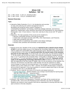 GCom 218 Syllabus - fall '12 General Overview