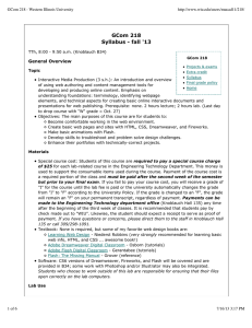 GCom 218 Syllabus - fall '13 General Overview