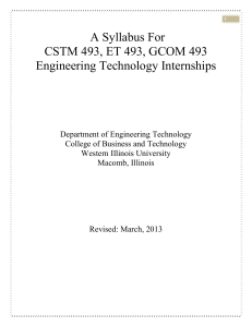 A Syllabus For CSTM 493, ET 493, GCOM 493 Engineering Technology Internships