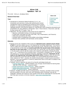 GCom 218 Syllabus - fall '14 General Overview