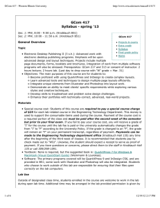 GCom 417 Syllabus - spring '13 General Overview