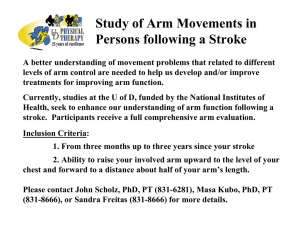 Study of Arm Movements in Persons following a Stroke