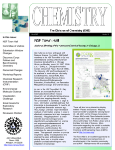 NSF Town Hall The Division of Chemistry (CHE) In this issue: