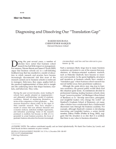 D Diagnosing and Dissolving Our “Translation Gap” M P
