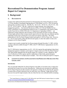 Recreational Fee Demonstration Program Annual Report to Congress I.  Background A. B