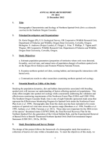 Strix occidentalis ANNUAL RESEARCH REPORT