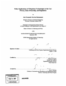 Policy  Implications  of Ubiquitous  Technologies  in... Privacy, Data  Ownership, and Regulation