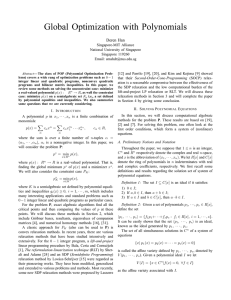 Global Optimization with Polynomials Deren Han Singapore-MIT Alliance National University of Singapore