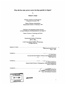 Why  did the solar  power sector  develop ... Michael  G. Rogol