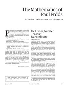 P The Mathematics of Paul Erdo ˝s