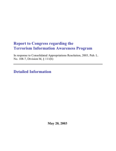 Report to Congress regarding the Terrorism Information Awareness Program  Detailed Information