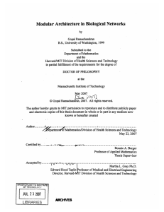 Modular Architecture in Biological  Networks