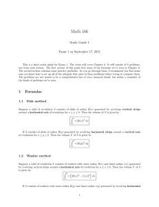 Math 166 Study Guide 1 Exam 1 on September 17, 2015