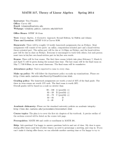 MATH 317, Theory of Linear Algebra Spring 2014