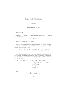 Homework 2 Solutions Math 501 Due September 12, 2014 Exercise 1