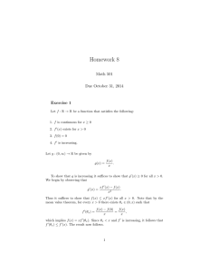 Homework 8 Math 501 Due October 31, 2014 Exercise 1